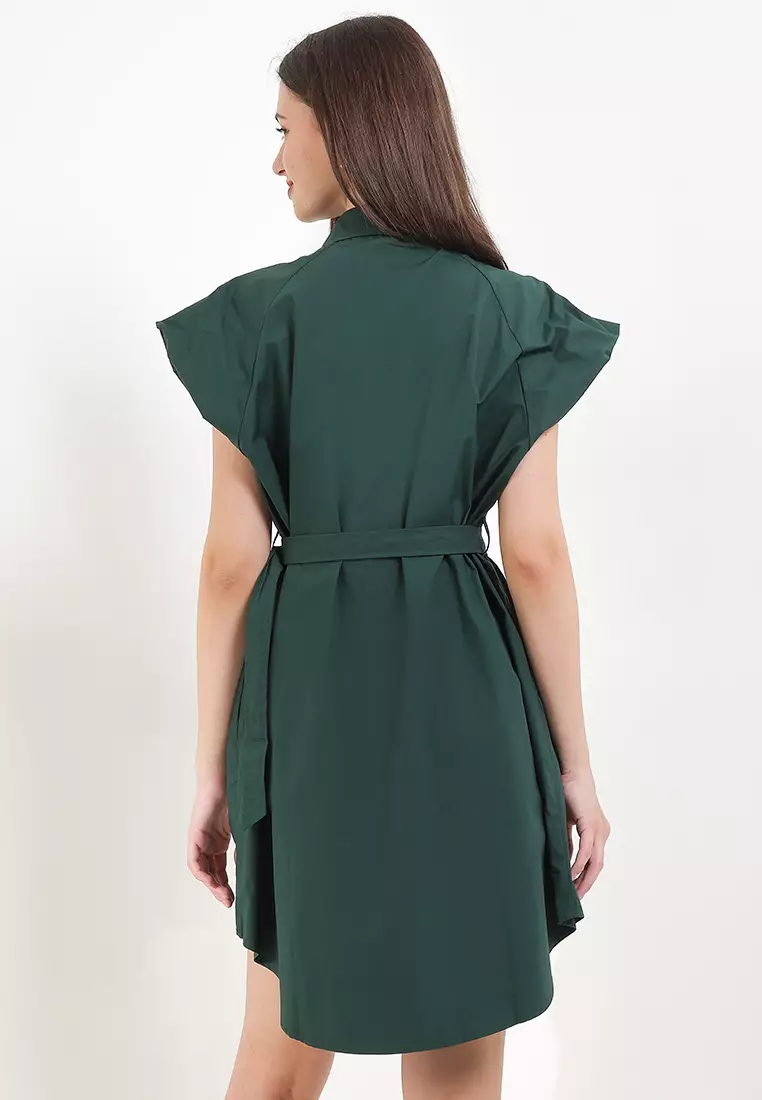 Belted Sleeveless Mini Shirt Dress