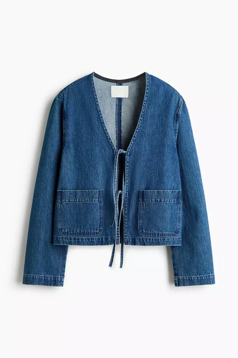 Tie-front denim jacket
