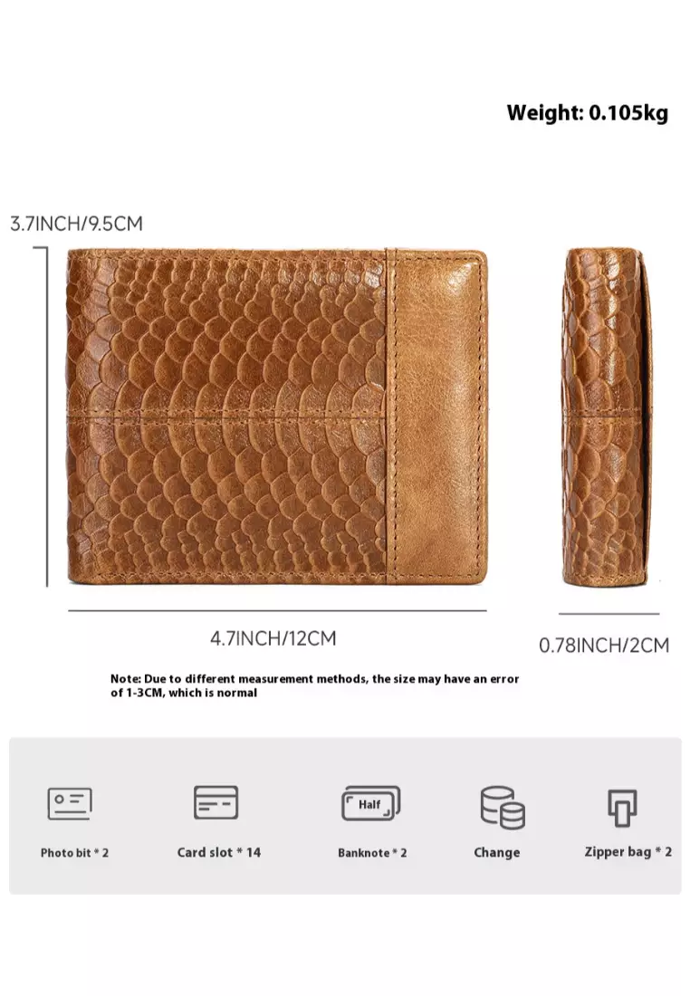 压花真皮男士钱包短款男士钱夹头层牛皮男钱包