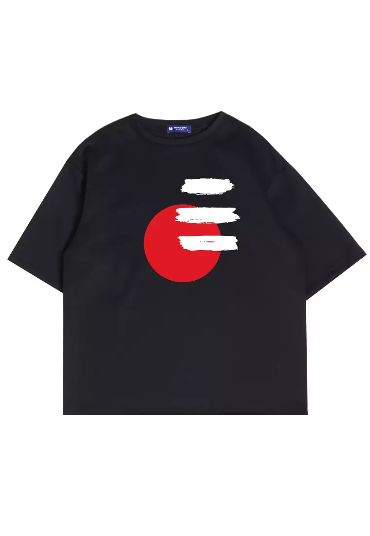 MTP41 kaos oversize abstract aesthetic abstrak aestetik circle and stroke bahan scuba pria hitam