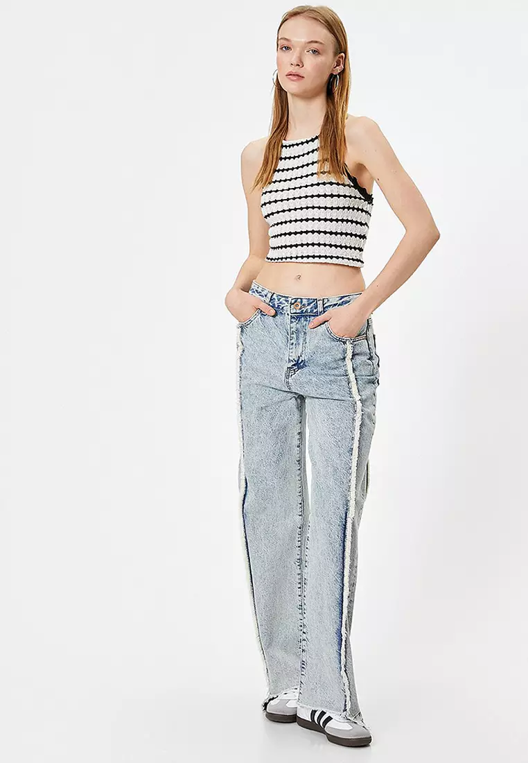 Crochet Crop Tank Top Lace Collar Sleeveless