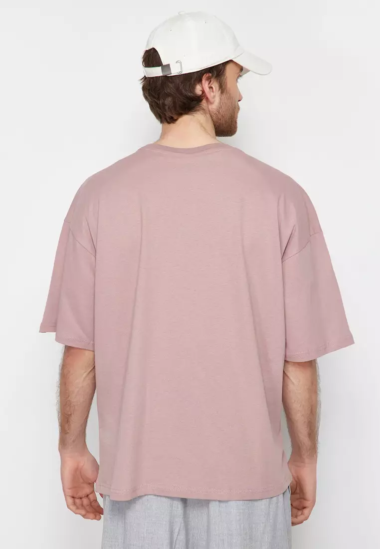 Dusty Rose Oversize/Wide Cut 100% Cotton Short Sleeve Basic T-Shirt TMNSS22TS0318