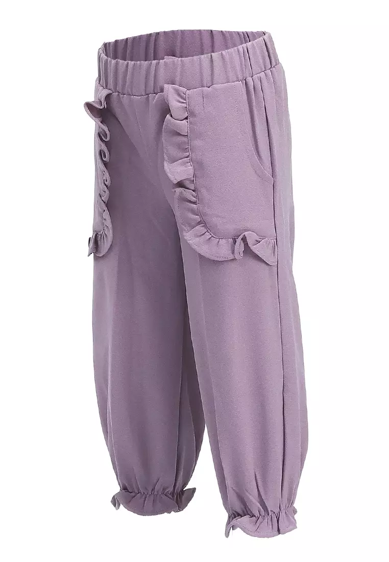 Yocelyn Celana Panjang Anak Perempuan Variasi Saku Pants Kids Daily Motif Polos Material Crepe ORIGINAL - Mauve