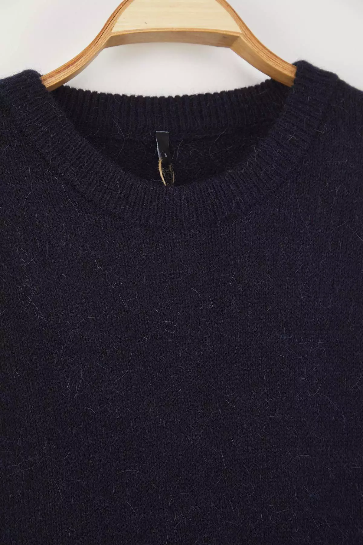 Navy Blue Alpaca Wool Blended Wide Fit Premium Yarn Knitwear Sweater