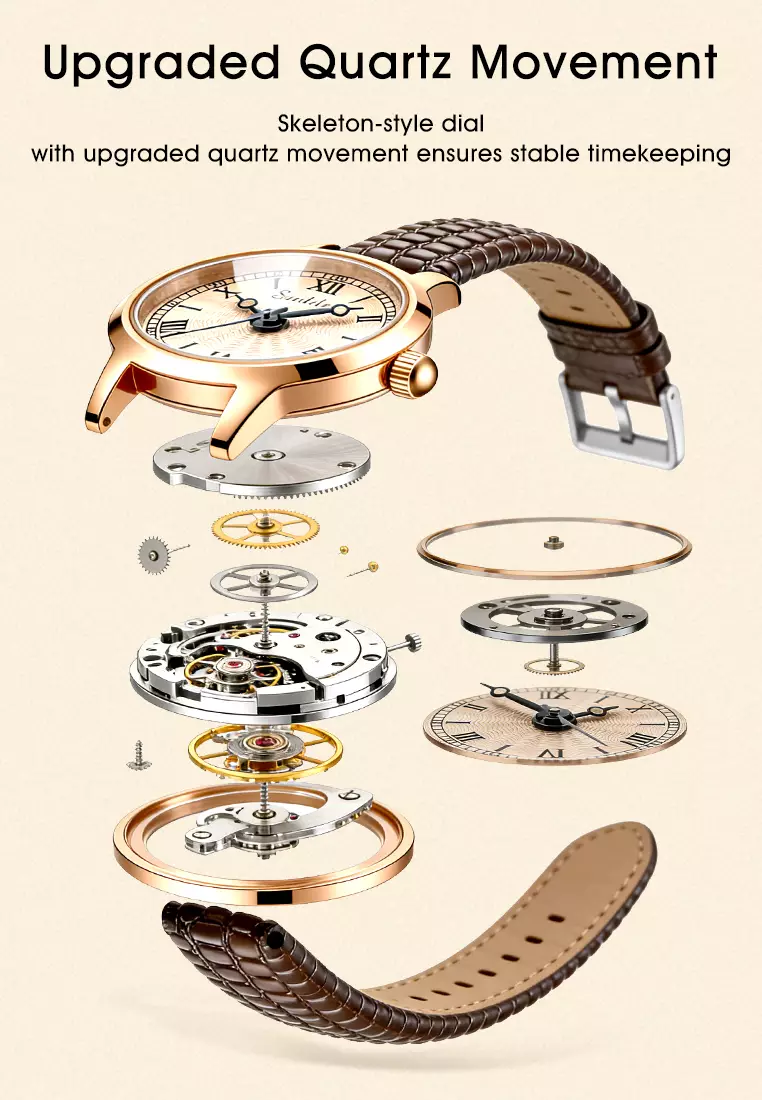 Jam Tangan Wanita Original 3342 Kuarsa Korea Elegan Tali Kulit Jam Tangan Cewek allbrown