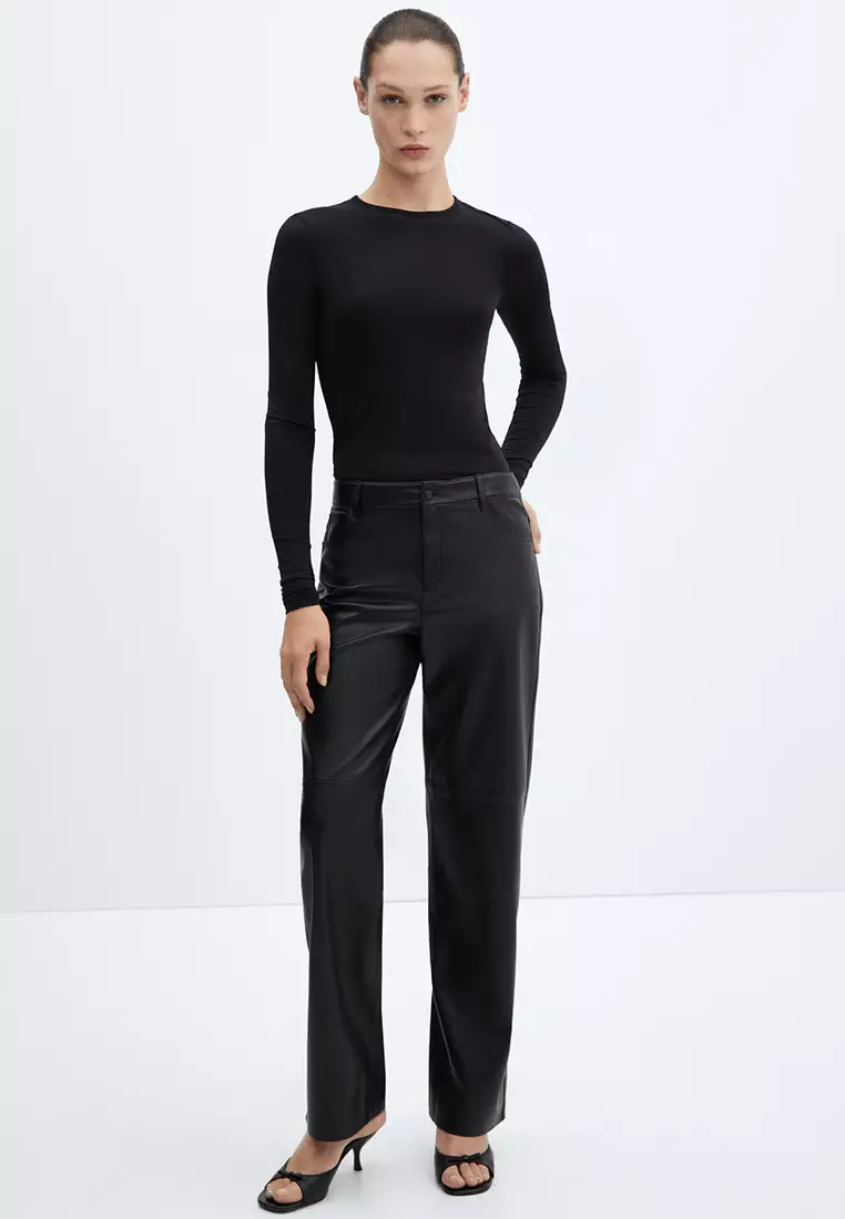 Buy Mango Leather Effect High Waist Pants Online | ZALORA Malaysia