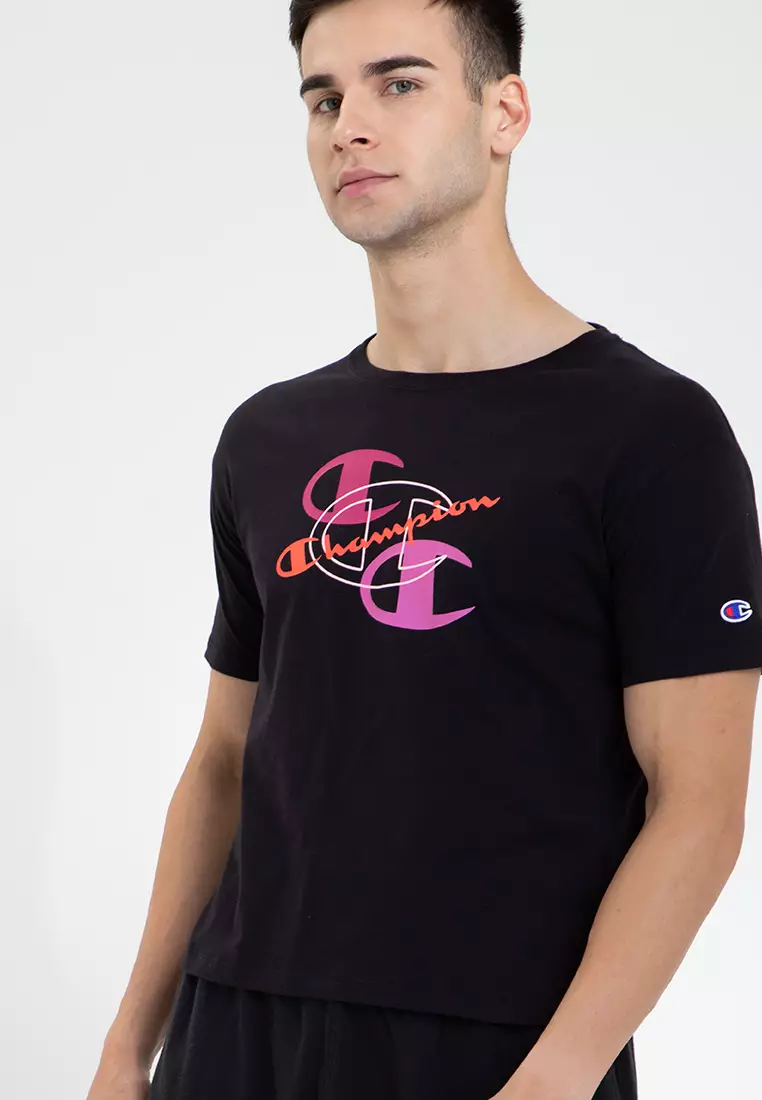 Pink and black champion hot sale shirt