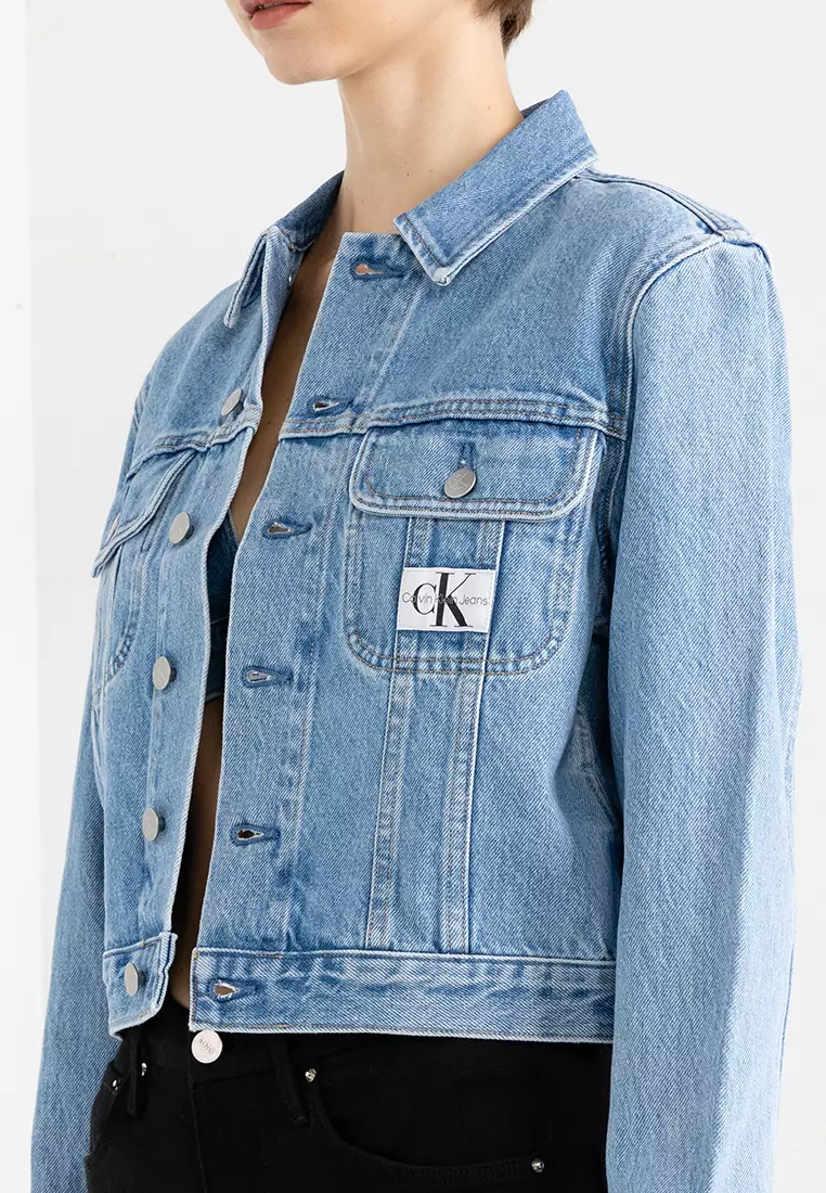 Calvin klein jeans classic sale denim colorblock trucker jacket