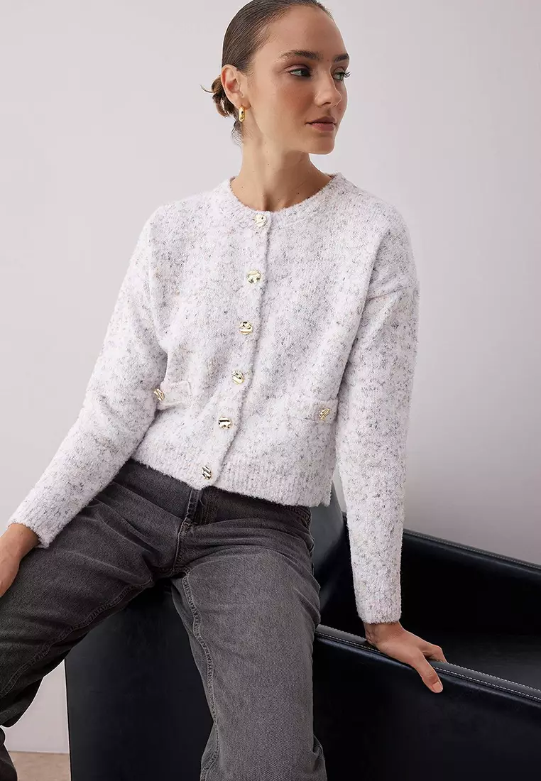 Ecru Soft Texture Knit Cardigan Twoaw26Hi00235