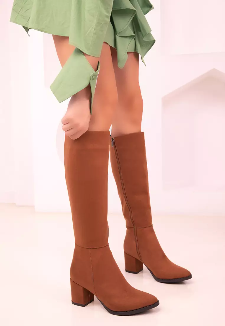 Knee-High Block Heeled Boots