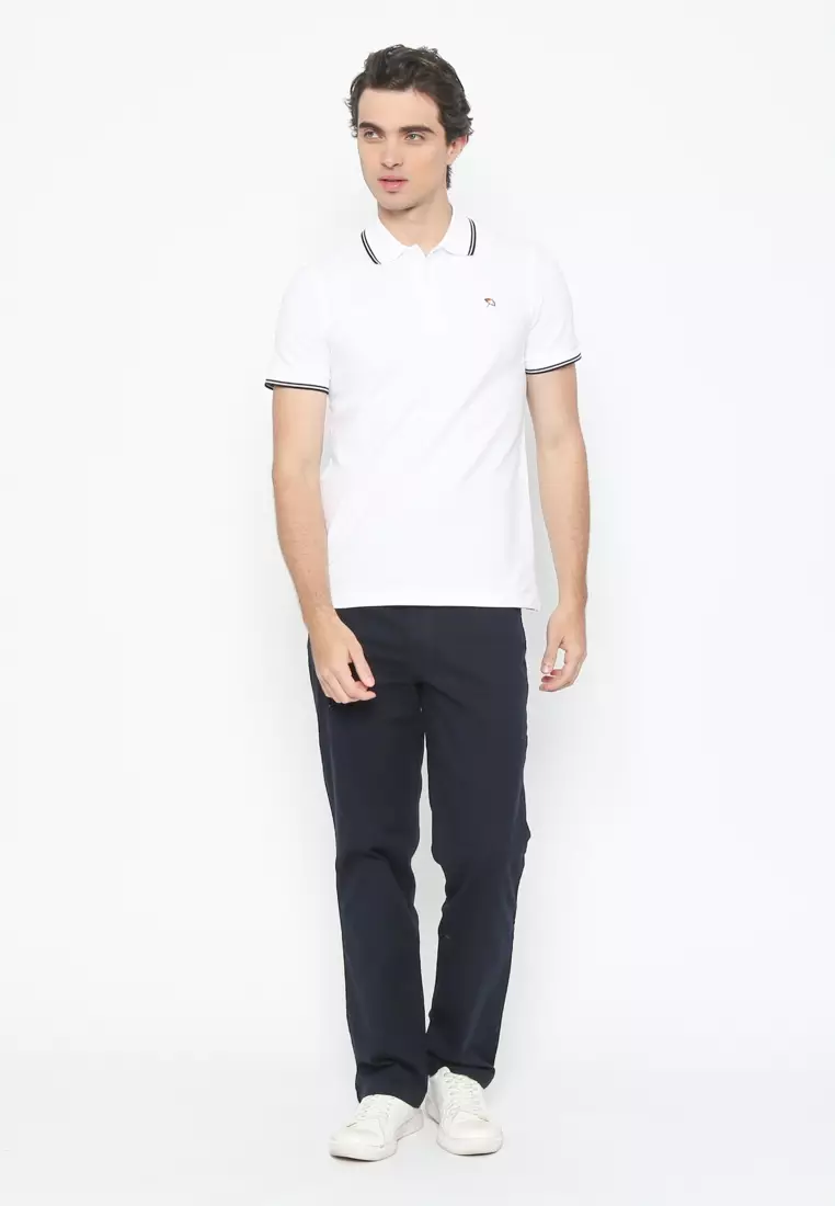 WHITE CASUAL POLO SHIRT REGULAR FIT