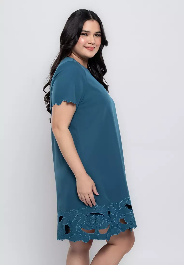 Milly Plus Size Eviannah Embroidered Laser Cut Shift Dress