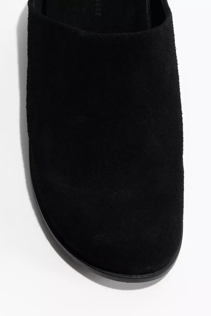Suede footbed mules