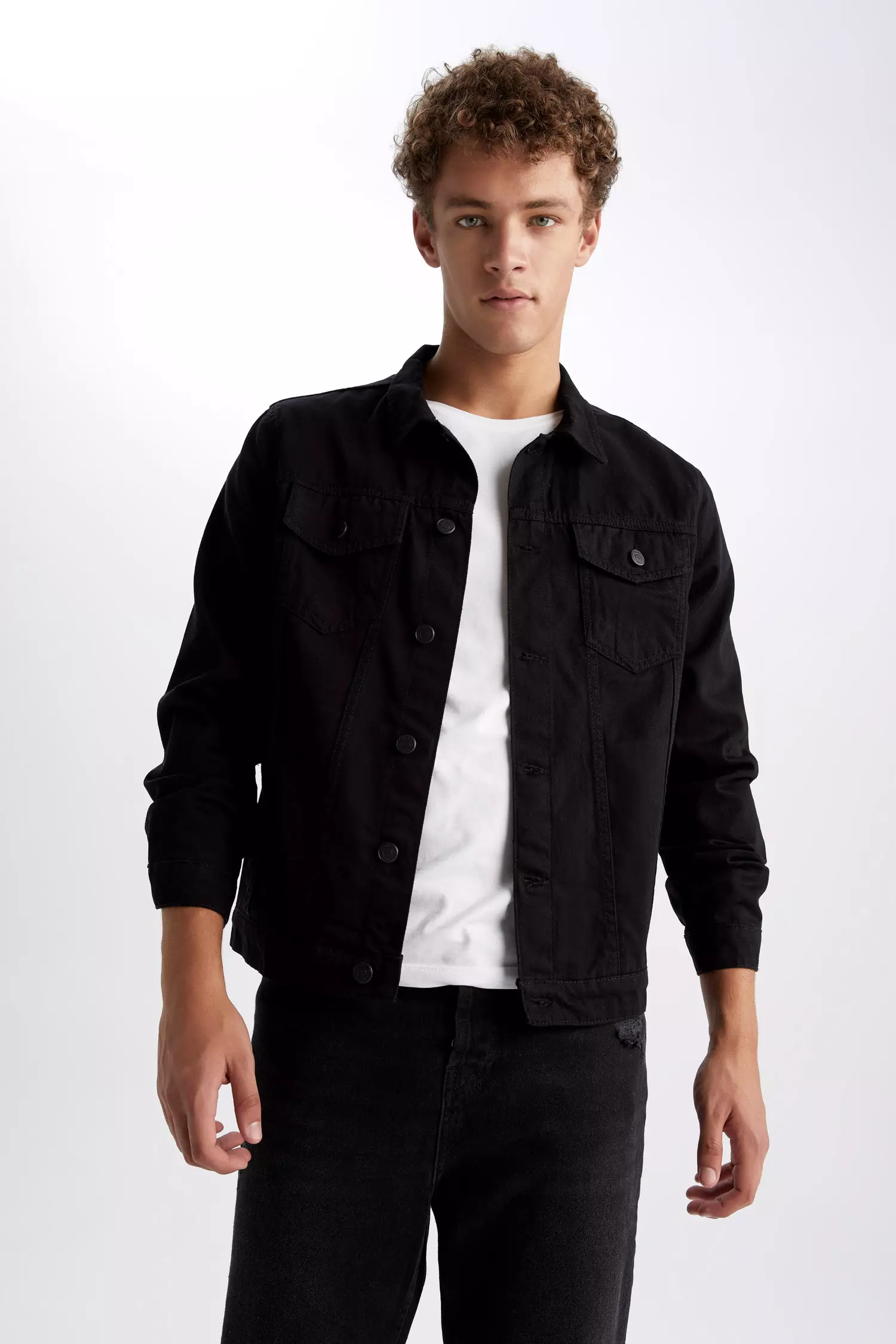 Mens muscle fit denim on sale jacket