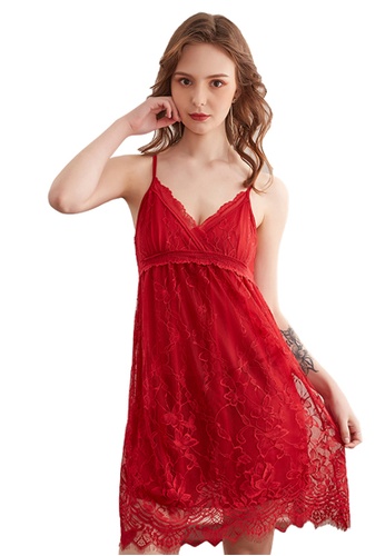 LYCKA red LCB2104-Lady Sexy Chemise and Inner Lingerie Sets-Red 7F790USE9B8EBCGS_1