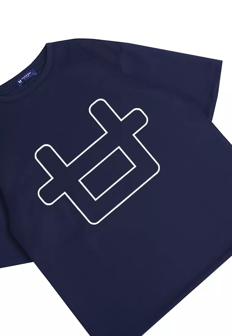 MTJ92 Kaos Oversize Distro Pria Logo Outline Navy