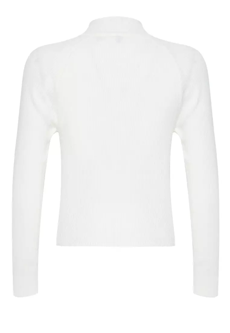 Ecru Button Detailed Thin Knit Sweater TWOAW25KZ00069