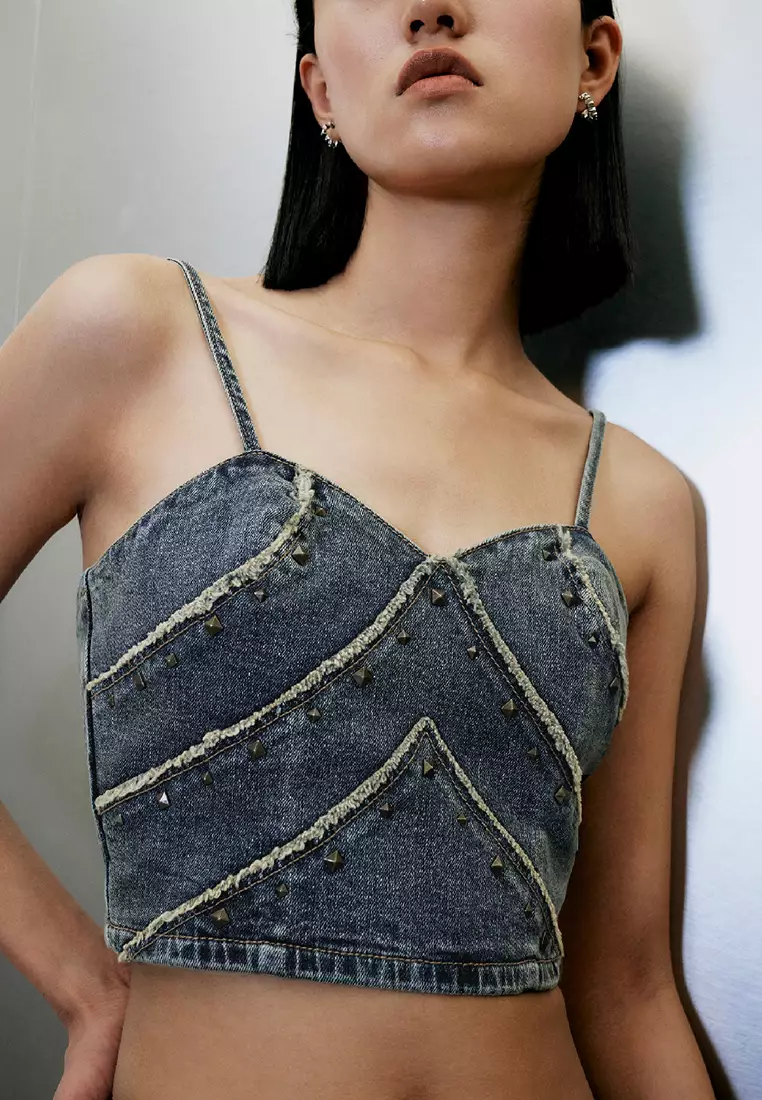 Off-Shoulder Denim Cami Top