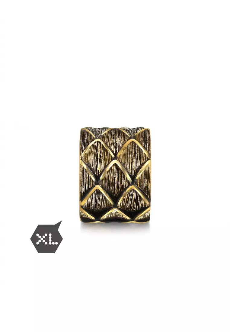 999 24K Solid Gold Noir XL Charm Gold Dragon Scale Charm for Women, Men and Unisex 94750C (Bracelet not included)