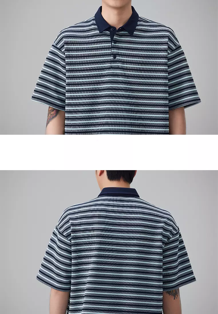 Vintage Striped Short Sleeve Polo Shirt AY-D5901