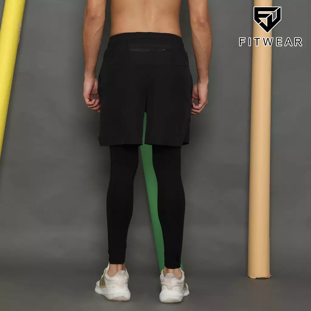 Fitwear - Celana Lari + Legging Dryfit Pria JACKSON COLORED REFLECTIVE - BLACK