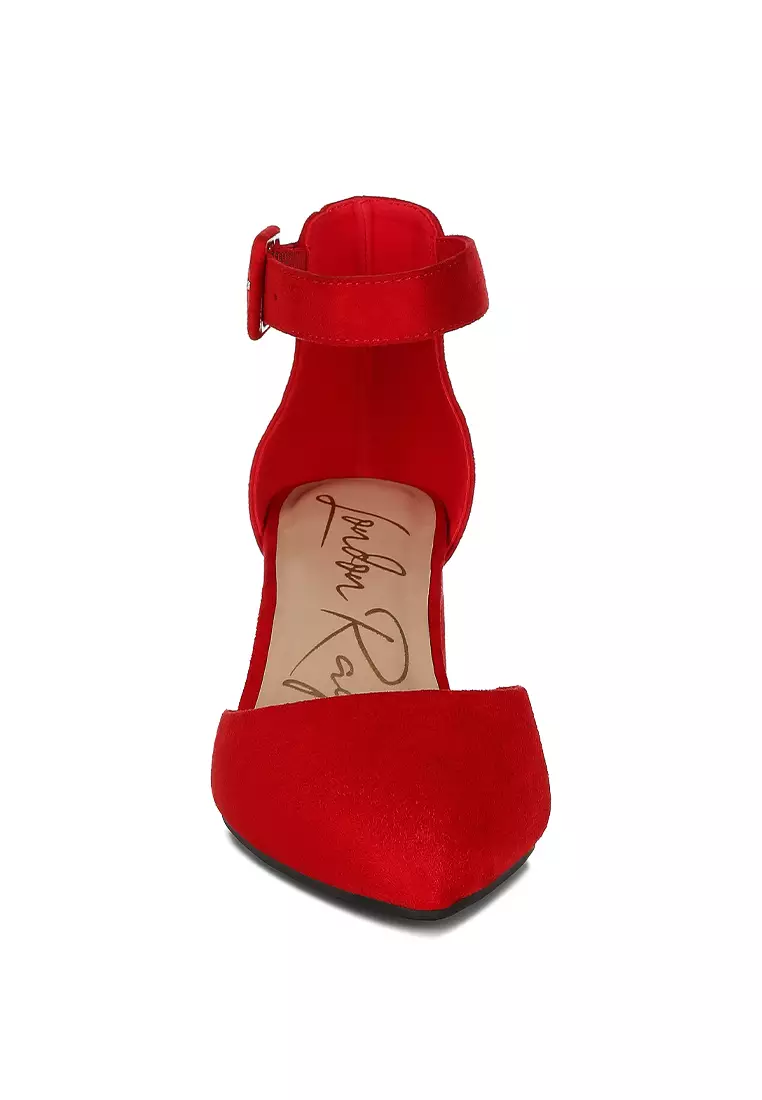 Mid Heeled Casual Sandals in Red