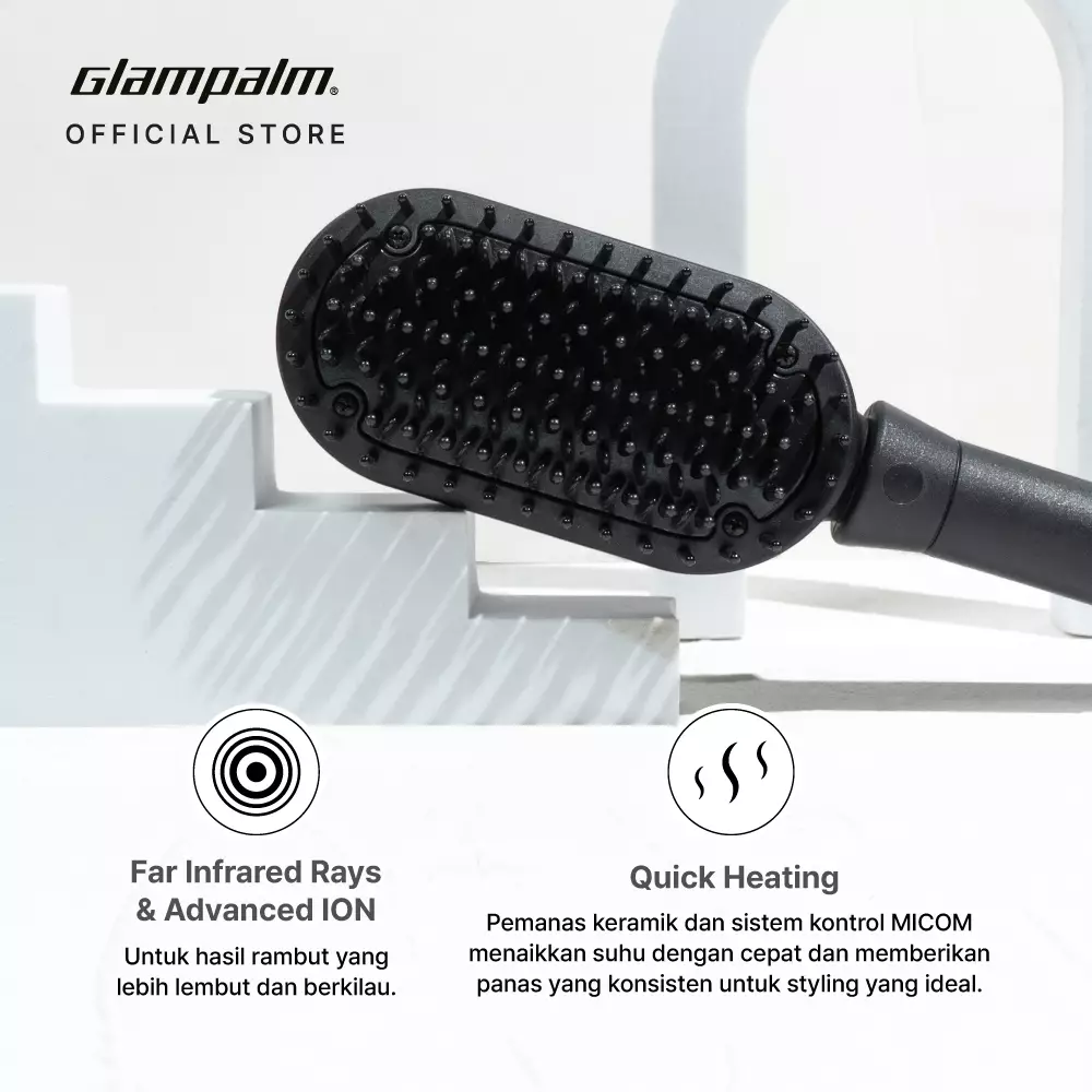 Glampalm OG Hot Brush Straightener/Sisir Panas Pelurus Rambut GP621AG