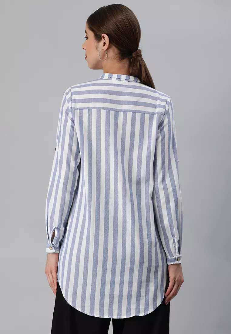 Blue Striped Long Sleeve Shirt