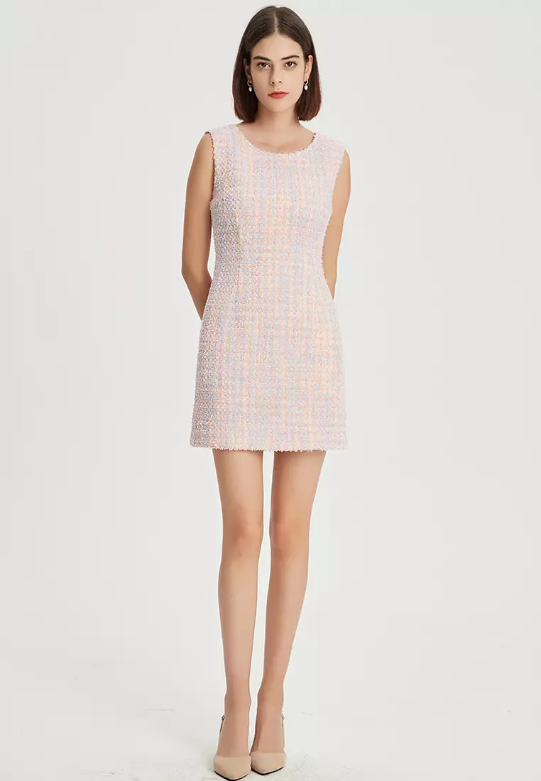 French Tweed Sleeveless one-piece Dress B22060123