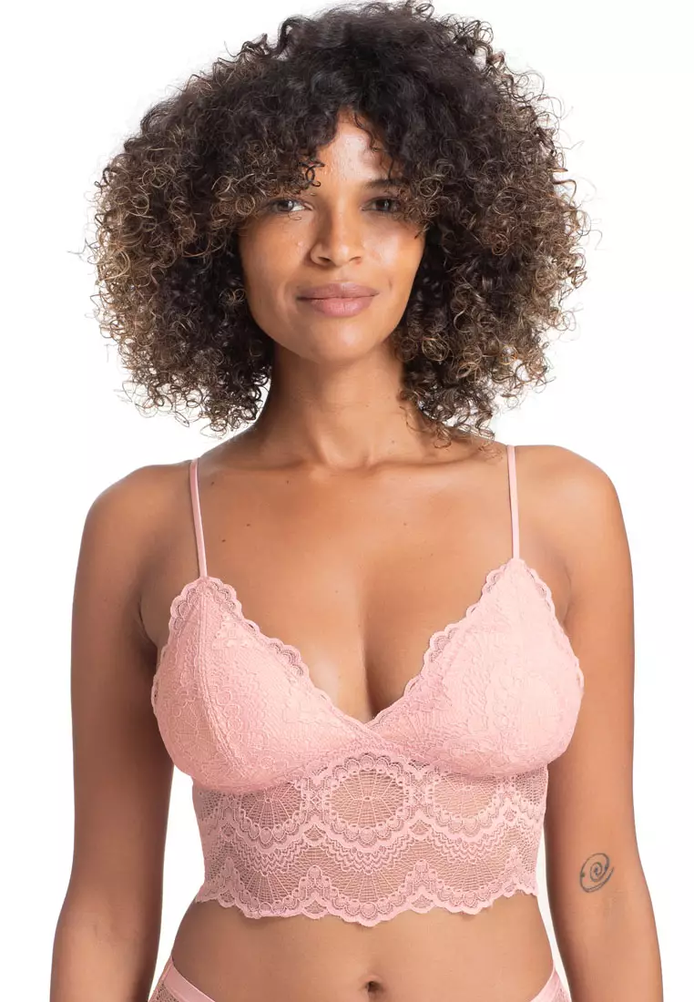 Buy Lace Non-Padded Wirefree Full Cup Bridal Bra - Hot Pink Online