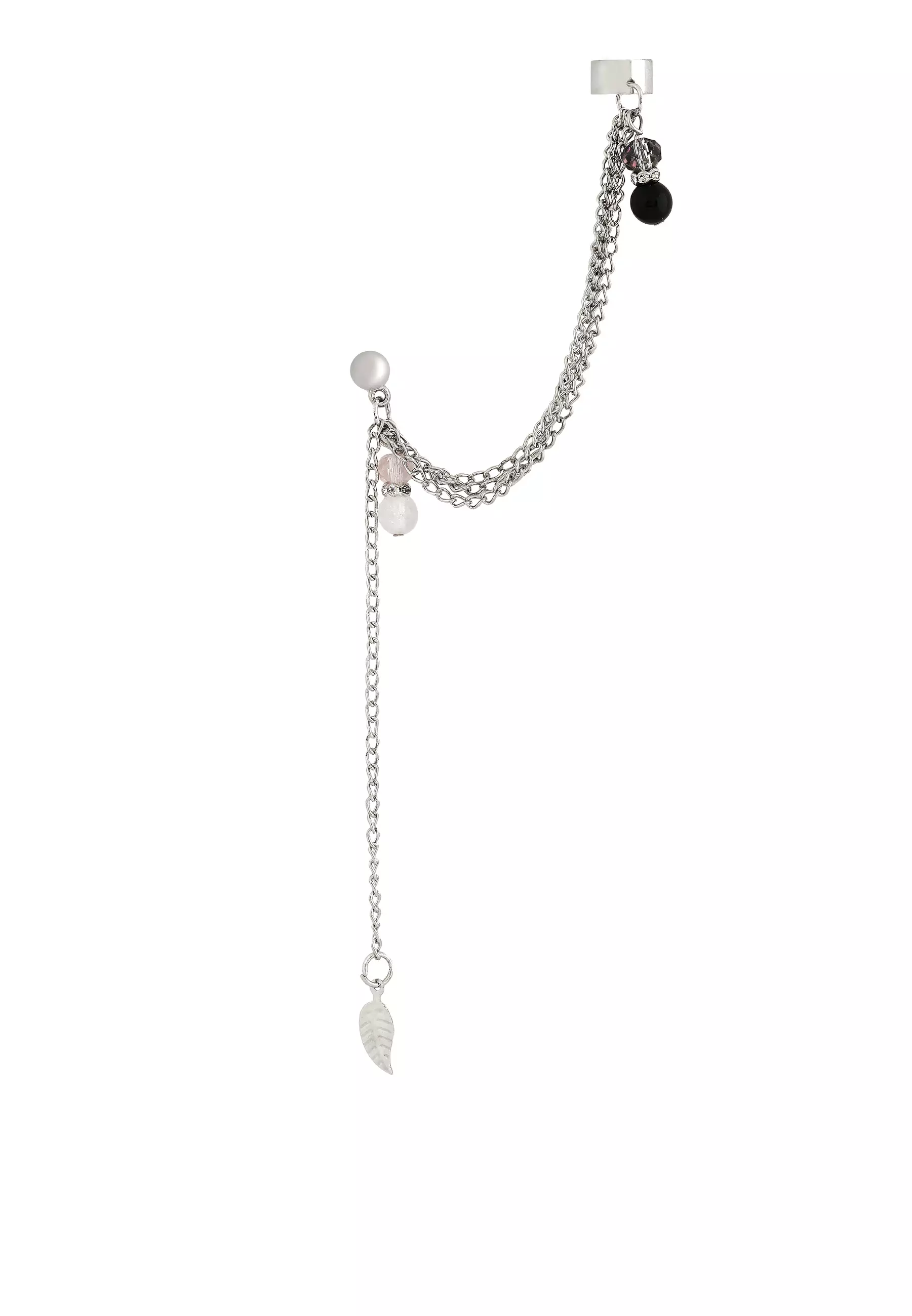 Utopia Ear Climber with Rose Quartz & Black Onyx