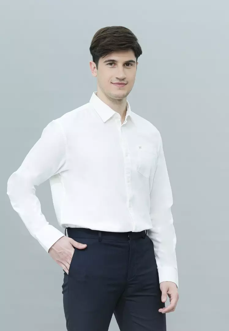 Johwnin - Slim Fit - Linen Katun - Kemeja Formal - Lengan Panjang - Putih - FSH.653.Q607.954.C-L/S