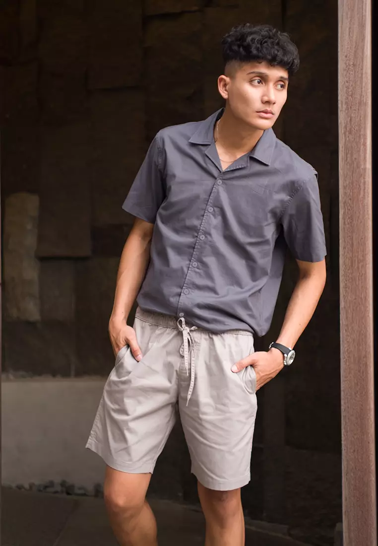 Kemeja pendek pantai OXCON summer shirt Rock Grey