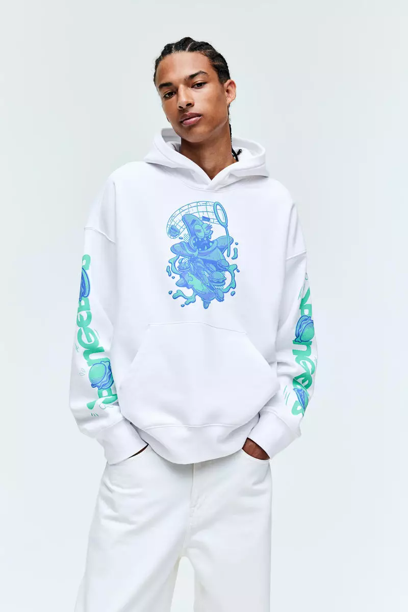 White hoodie h&m clearance