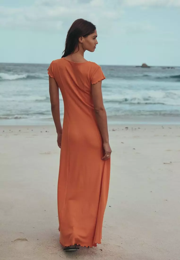 Short Sleeve Jersey Button Through Maxi Dress