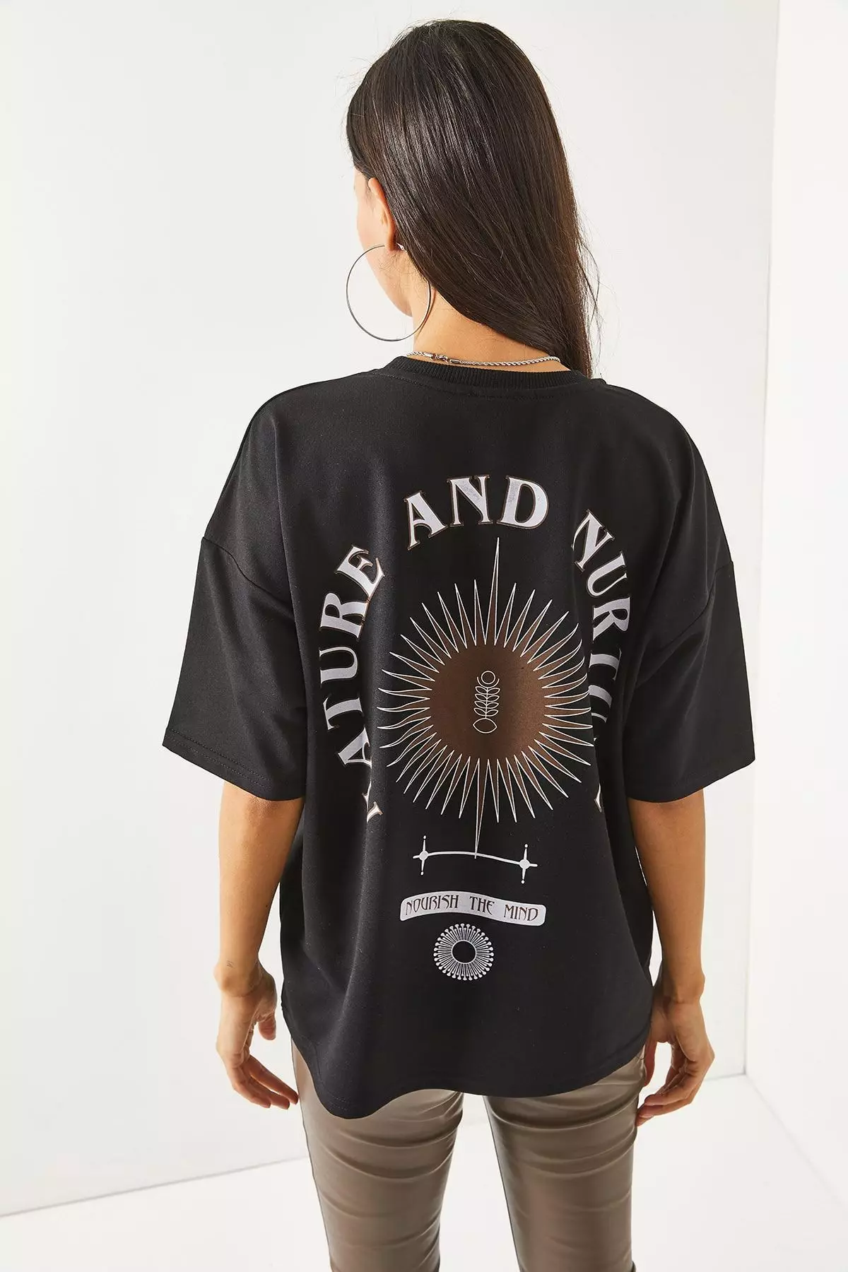 Symbol Front Back Printed 2 Thread Unisex Oversize T-Shirt