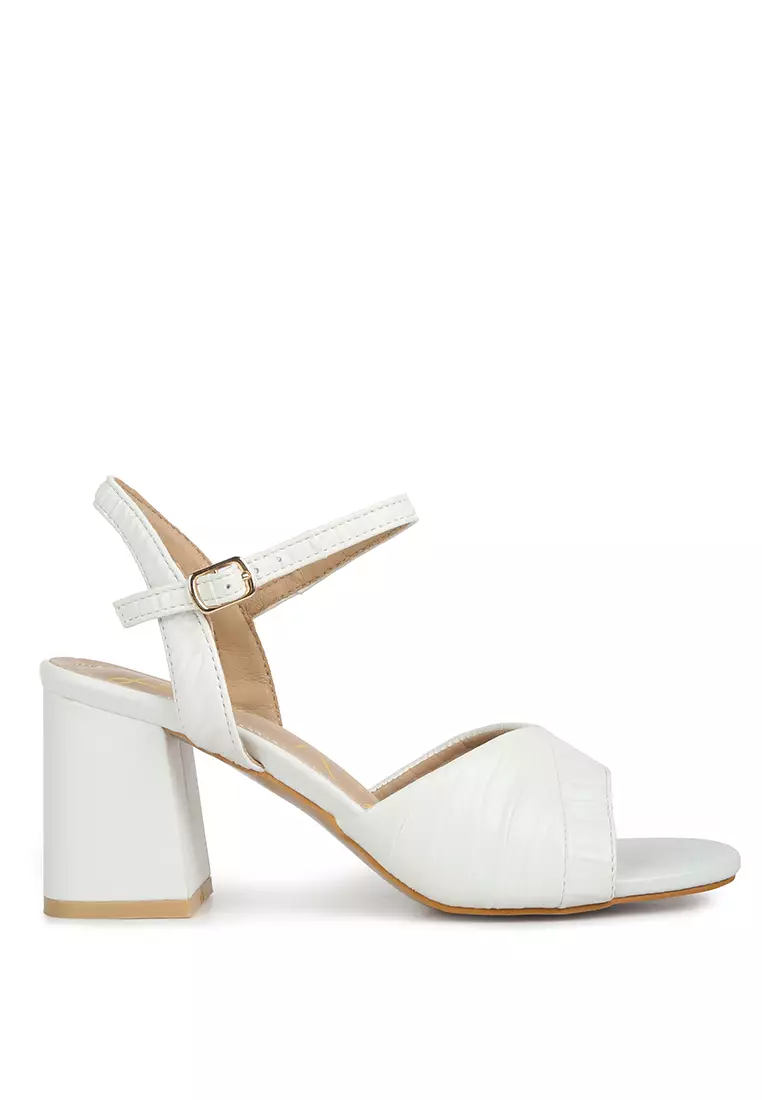 White mid clearance heeled sandals