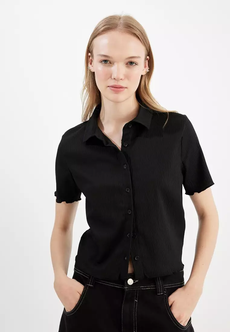 Cool Fitted Wrinkled Short Sleeve Shirt