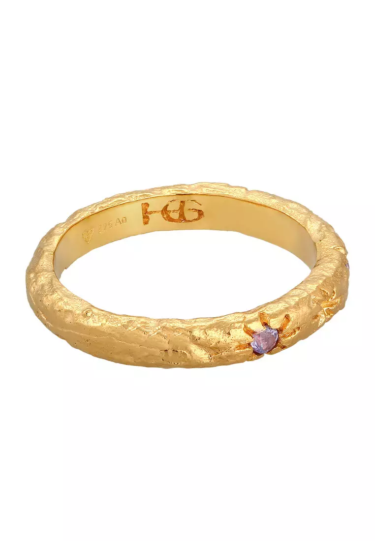 EXCLUSIVE Cincin Perhiasan Perak 925 Wanita Tanzanite Star Starlover Gold Plated