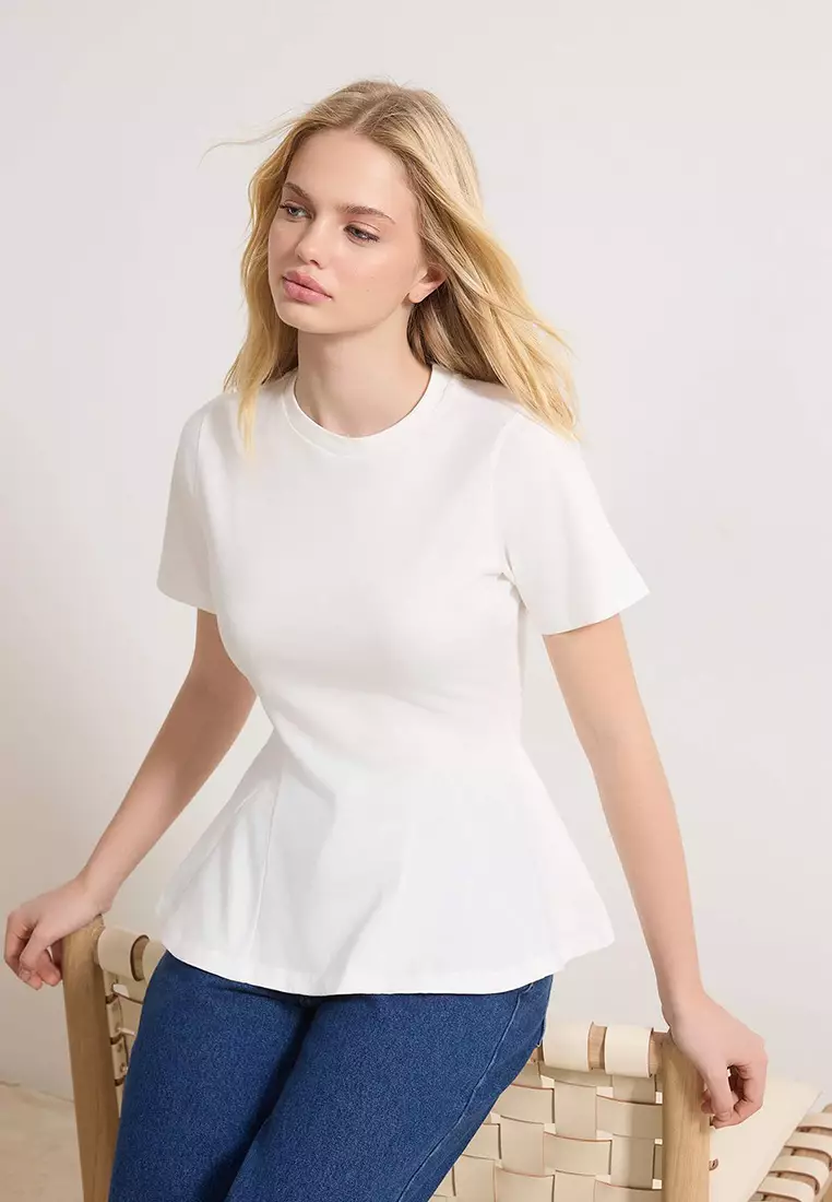 Buy Trendyol Crew Neck Peplum Blouse 2026 Online | ZALORA