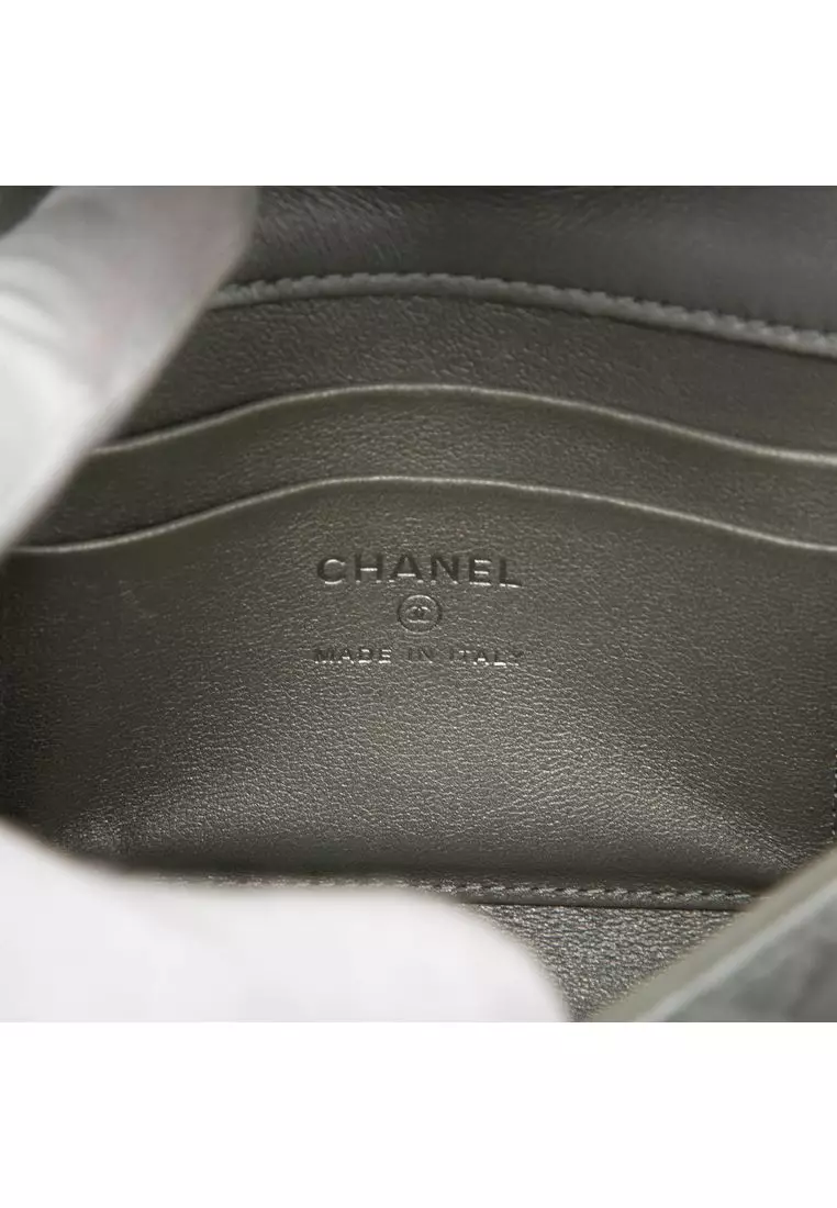 Pre-Loved Chanel Mini Cc Metallic Lambskin Top Handle Clutch With Chain