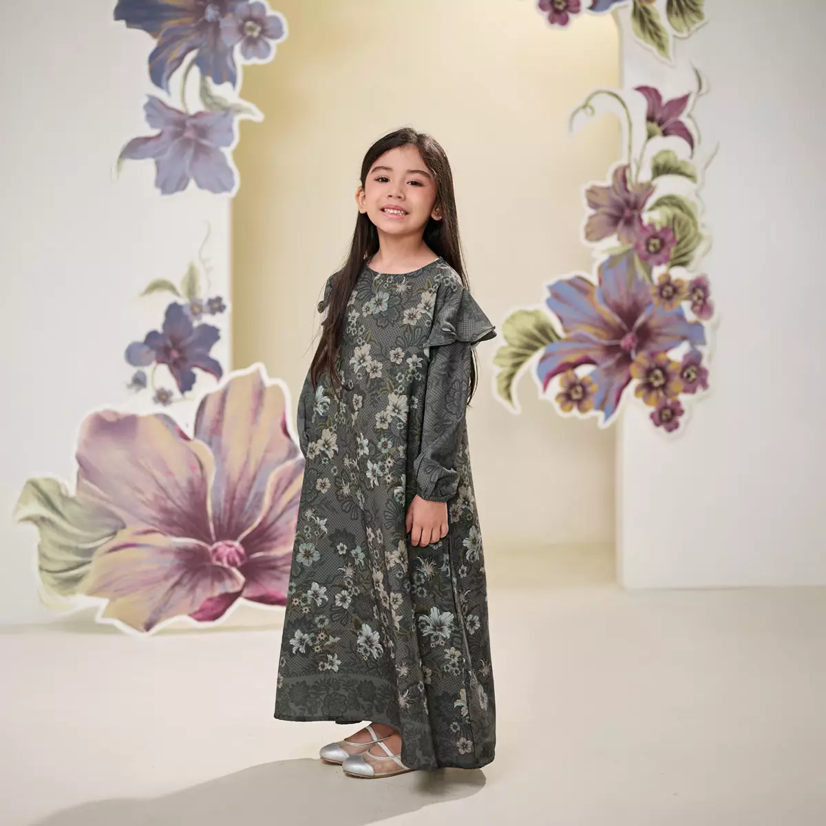 ZM Zaskia Mecca - Taeta Grey Gamis Anak Wanita - Alkisah - Edisi Timun Mas