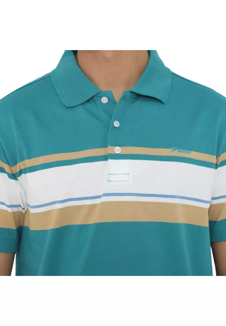 POLICE Polo Shirt Salur Bordir Cotton Premium Tebal Pria 553040