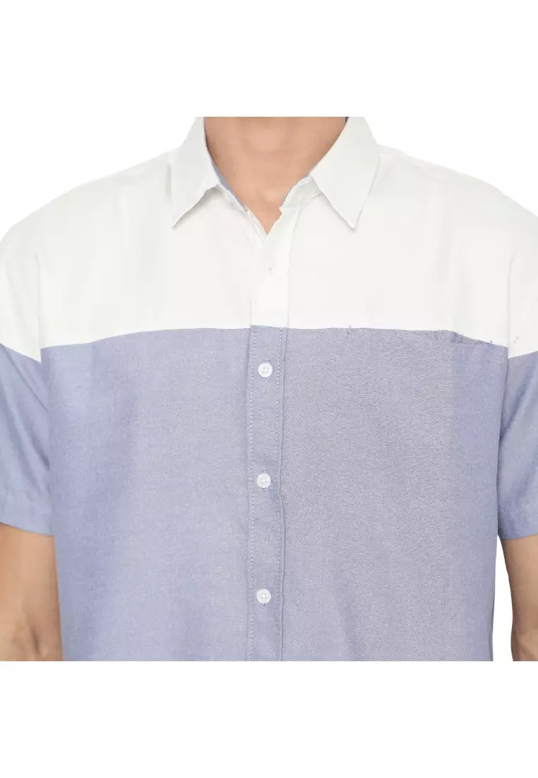 RBJ Kemeja Polos Kombi Biru Tua Regular Fit Pria