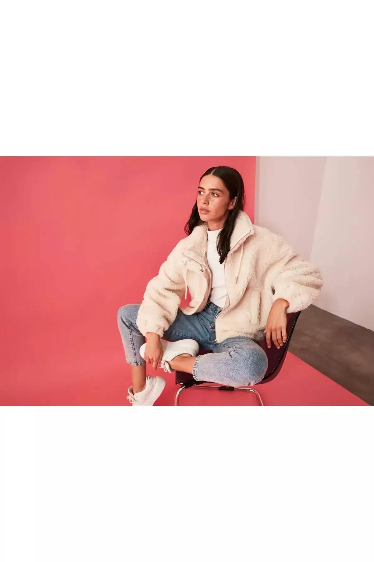 Zipper Oversize Plush Jacket