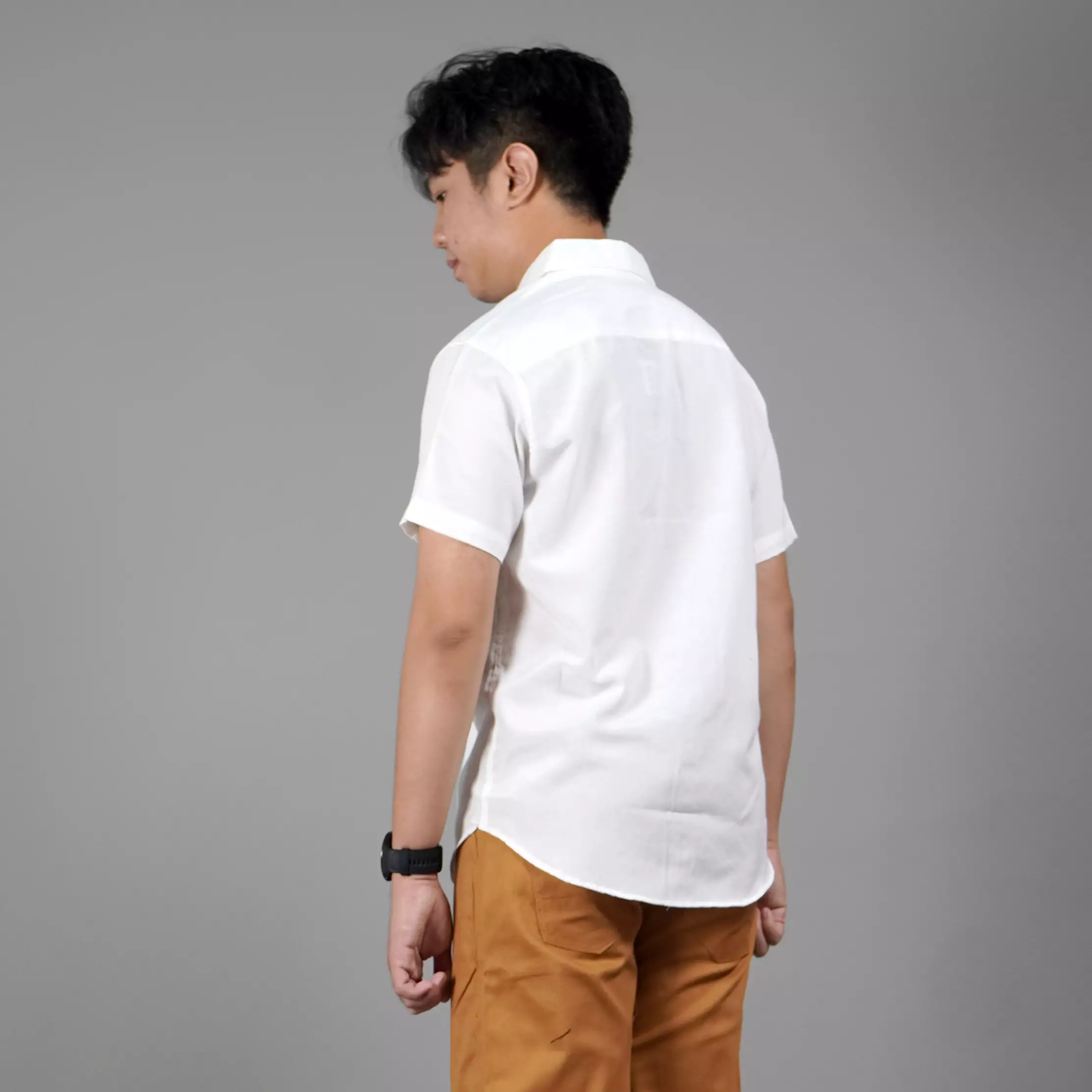  CALEB Kemeja Pria Work Shirt Kemeja Polos Pria Lengan Pendek - Broken White