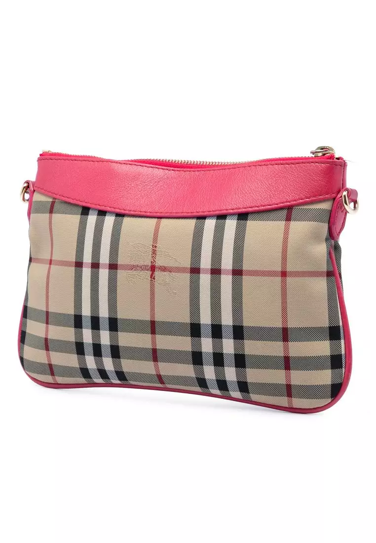 Pre-Loved Burberry Haymarket Check Nylon Peyton Crossbody