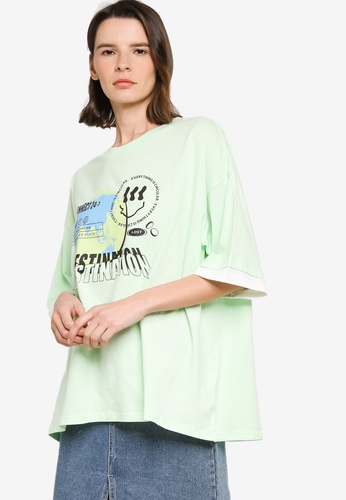 H&M green Oversized T-Shirt 57C43AA21C819CGS_1