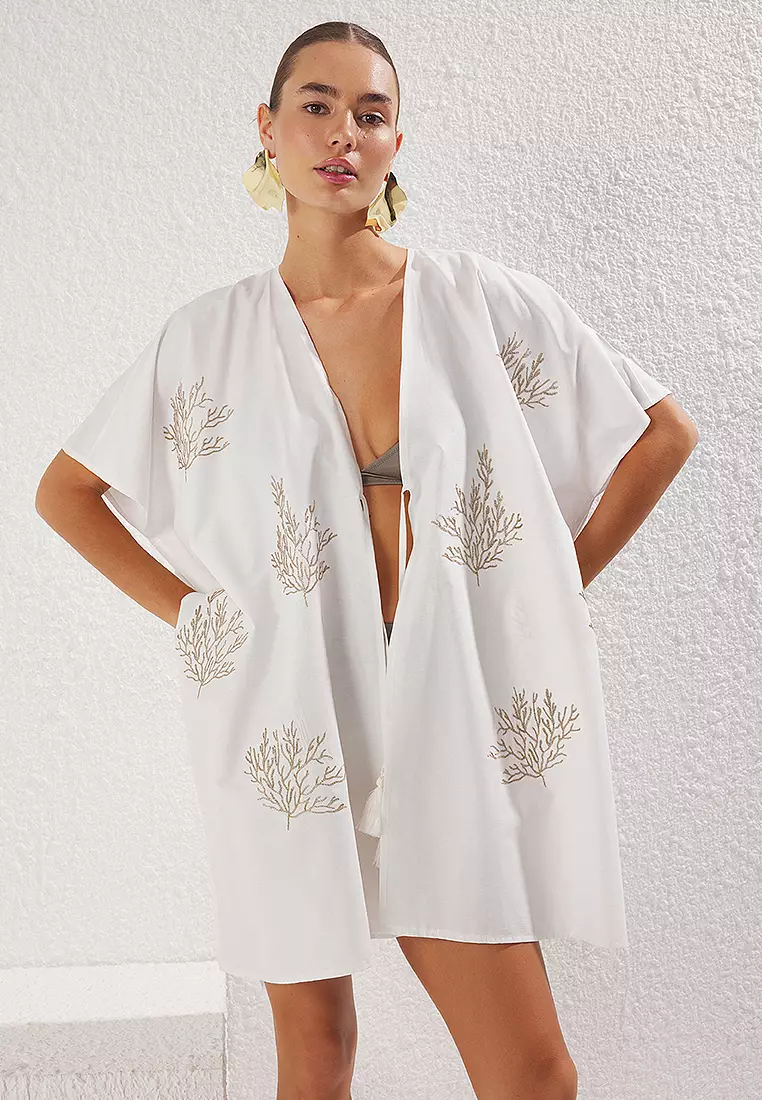 Woven Embroidered Beach Kimono