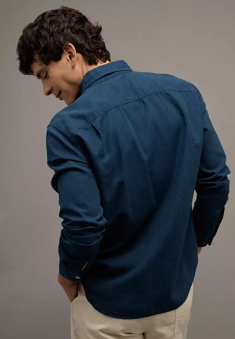 Cotton Linen Garment Dyed Shirt